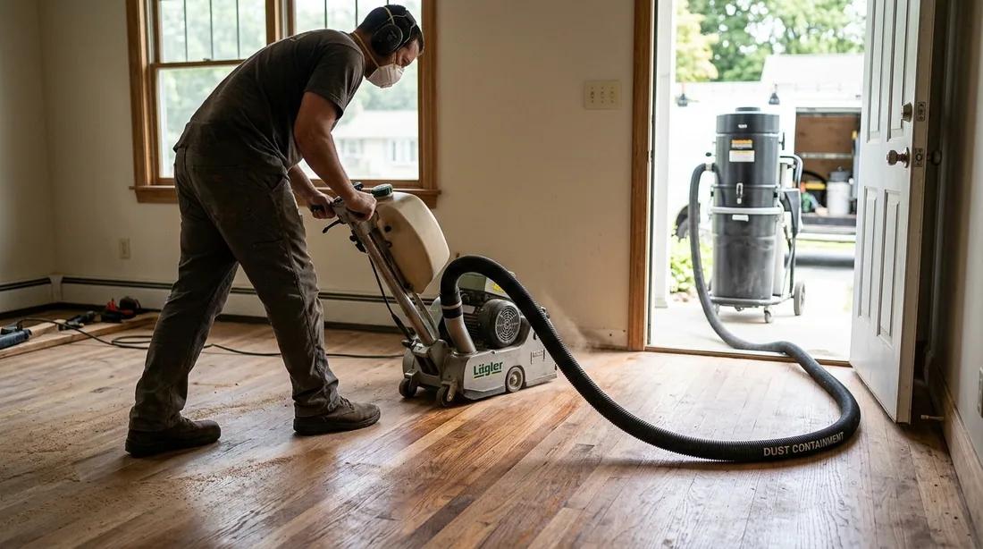 Modern dustless systems vacuum at the machine to a sealed container outside — Topeka, KS